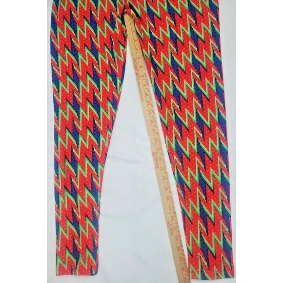 LuLaRoe Leggings TC Tall & Curvy Butter Soft Bright Neon Print Womens Plus Size - Picture 4 of 6